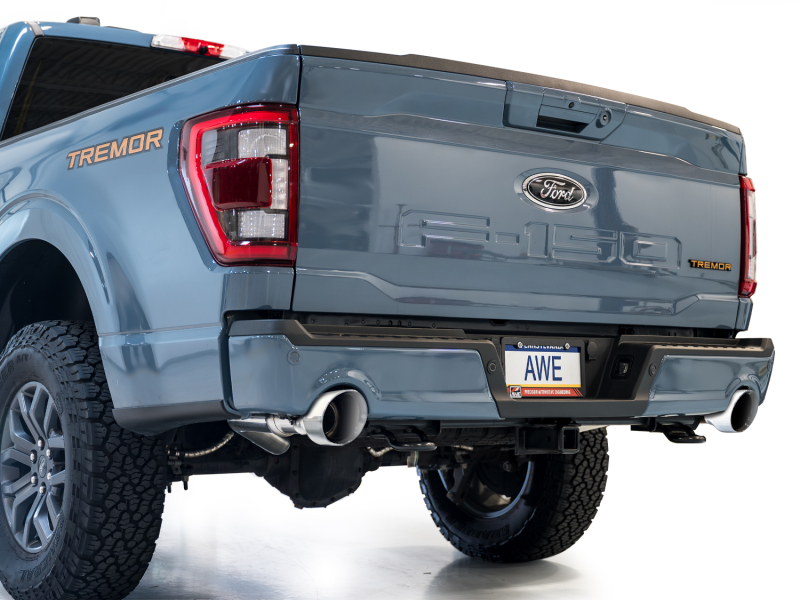AWE Tuning 2021+ Ford F150 Tremor w/ Bumper Cutouts 0FG Non-Resonated Cat-Back w/ Chrome Silver Tips - Image 8
