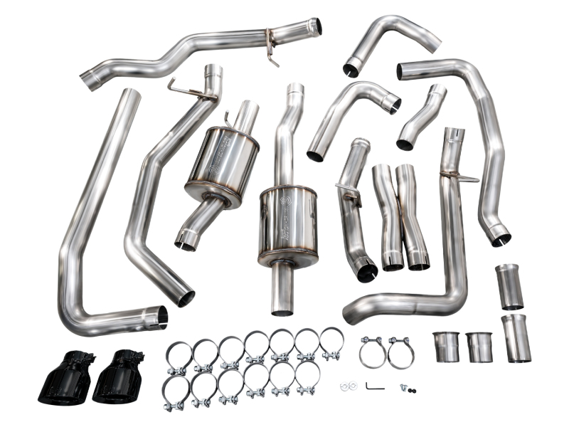 AWE Tuning 2025+ RAM 1500 RHO 3.0 I6 TT 0FG Dual Rear Exit Cat-Back Exhaust - Diamond Black Tips - Image 12