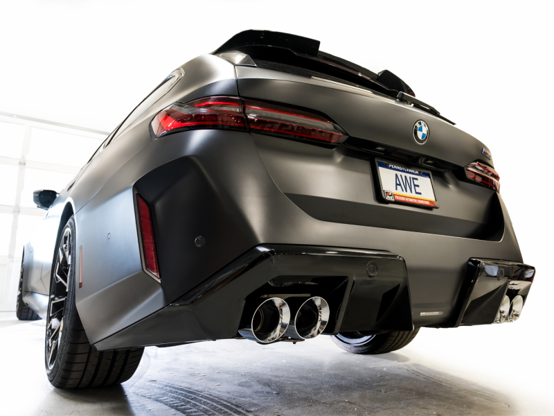 AWE Tuning BMW G90/G99 M5 Track Edition Cat-Back Exhaust - Chrome Silver Tips - Image 9