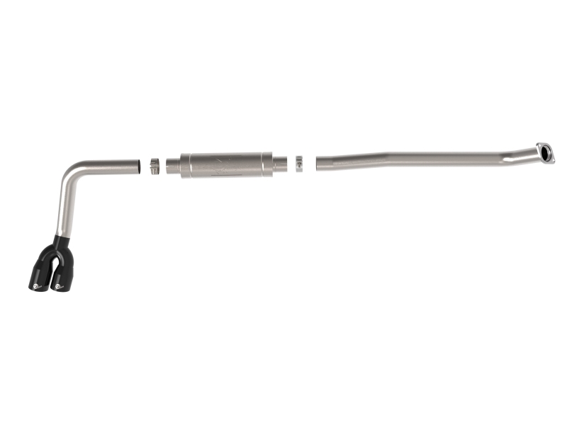 aFe Rebel Series 3in 304 Stainless Middle-Side Exit Exhaust Black Tips Toyota Hilux 15-26 L4-2.4/2.8 - Image 3