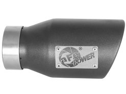 Alternative view of aFe MACH Force-Xp 3in 304 SS Metallic Black Exhaust Tip 3in In x 4-1/2in Out x 9in L Bolt-On Left
