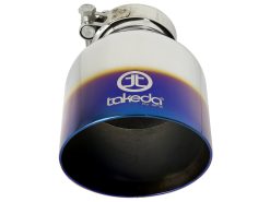 aFe Takeda 304 Stainless Steel Clamp-On Exhaust Tip 2.5in. Inlet / 4.5in. Outlet - Blue Flame - Image 4