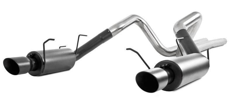 MBRP 11-14 Ford Mustang GT 5.0L 3in Cat Back Dual Split Rear Street Version 4in Tips - Black - Image 3