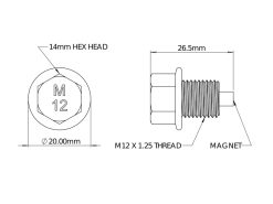 Alternative view of aFe POWER Magnetic Drain Plug M12 x 1.25 - Universal