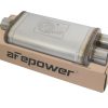 aFe MACHForce XP SS Muffler 2.5in Center Inlet / 2.5in Dual Outlets 18in L x 9in W x 4in H Body