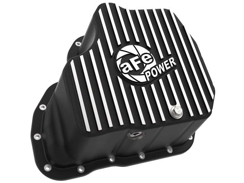 aFe POWER GM Diesel Trucks 01-10 V8-6.6L (td) Pro Series Engine Oil Pan Black w/ Machined Fins - Image 3