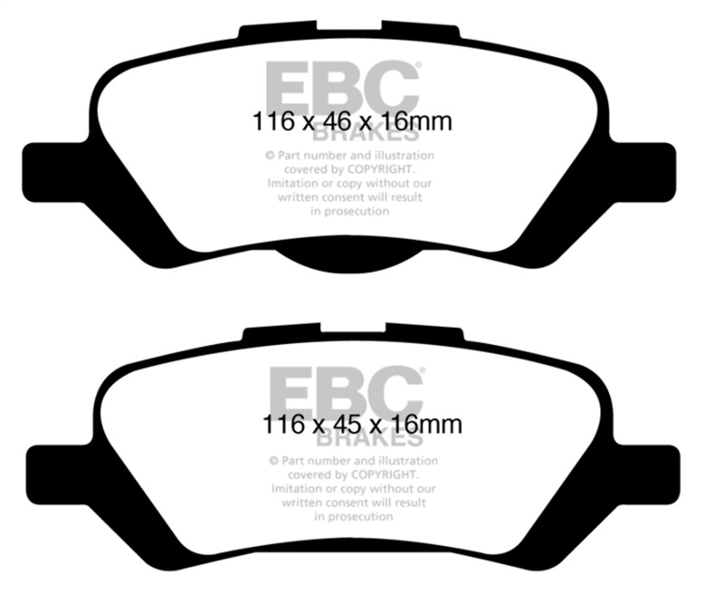 EBC 08+ Toyota Venza 2.7 Yellowstuff Rear Brake Pads - Image 2