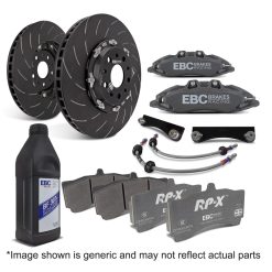 EBC Racing 12-17 Ford Fiesta ST MK7 1.6L Turbo Anodized Apollo-4 Calipers 300mm Rotors Front BBK - Image 3