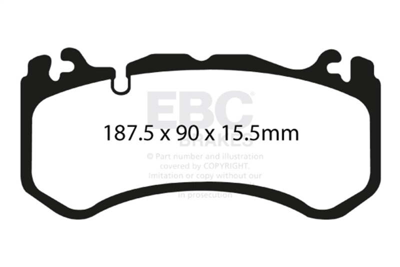 EBC 12+ Maserati Quattroporte 3.8 Twin Turbo Yellowstuff Front Brake Pads - Image 2
