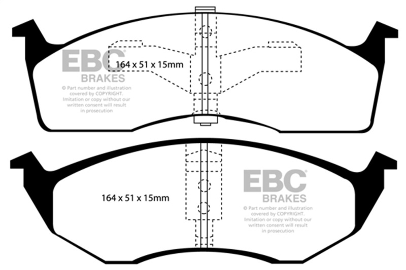 EBC 95-97 Chrysler Concorde 3.3 Yellowstuff Front Brake Pads - Image 2