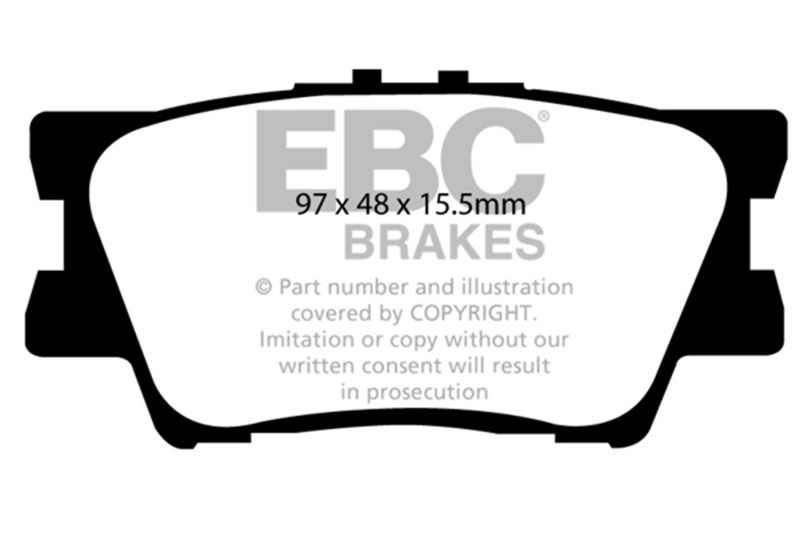 EBC 12-17 Toyota Camry 2.5L Yellowstuff Rear Brake Pads - Image 2