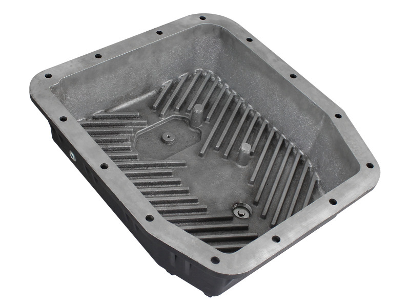 aFe POWER Transmission Pan Ford Trucks 80-92 (AOD Transmission)- Black w/ Machined Fins - Image 2
