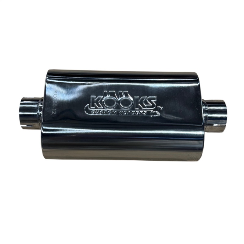 Kooks 2.5in Oval Clamp In Muffler 12in Long Body Polished Stainless Steel - Image 6