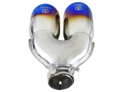 aFe Takeda 2.5in 304 Stainless Steel Clamp-on Exhaust Tip Passenger Side 2.5in Inlet 4inDual - Blue - Image 4