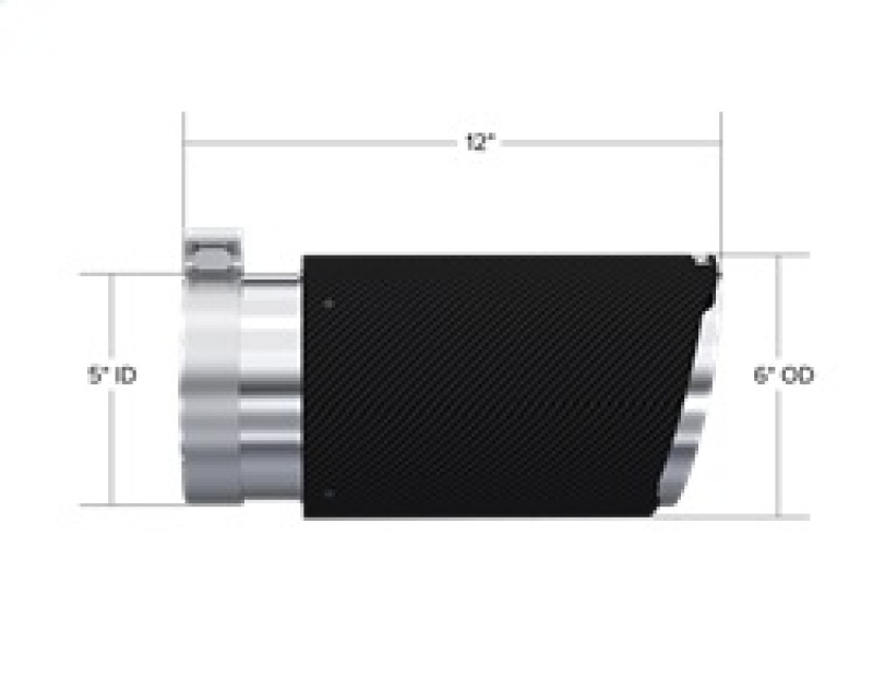 MBRP Universal Carbon Fiber Tip 6in OD/5in Inlet/12in L - Angle Cut Tip - Image 2