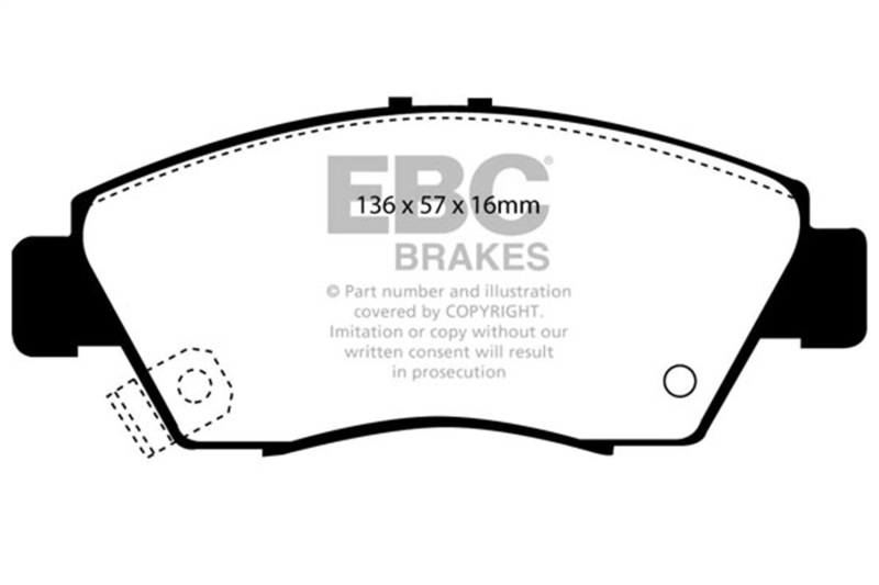 EBC 12 Acura ILX 1.5 Hybrid Yellowstuff Front Brake Pads - Image 2