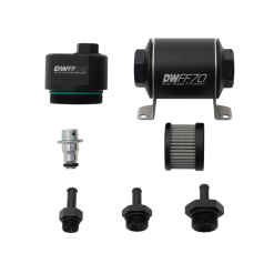 DeatschWerks DWFFR-X 70mm Billet Fuel Filter Regulator - 10 Micron with 5/16in Fittings