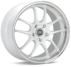 Alternative view of Enkei PF01SS 17x9 5x114.3 60mm Offset 75mm Bore Diameter White w/ Machined Lip Wheel