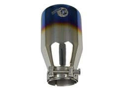 aFe Mach Force XP 304 Stainless Steel Clamp-On Exhaust Tip 2.5in Inlet / 4in Outlet - Blue Flame - Image 4