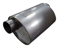 Alternative view of Kooks 3in Oval Offset/Offset (Same Side) Muffler 14in Long Body Stainless Steel