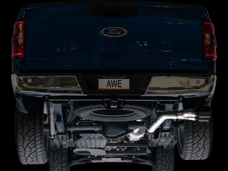 AWE 21-25 Ford F150 (14th Gen Reg Cab) Cat-Back Exhaust - 4.5in Dual Side Exit Diamond Black Tips - Image 11