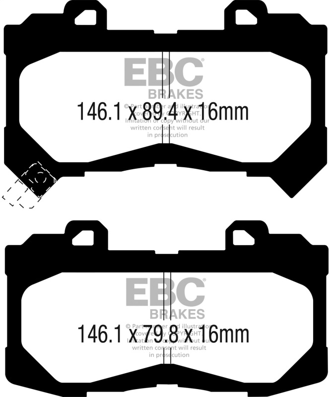 EBC 15+ Chevrolet Colorado 2.5 Yellowstuff Front Brake Pads - Image 2
