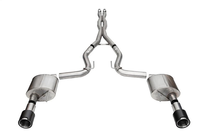 Corsa 2024 Ford Mustang GT Coupe 3in Xtreme Cat-Back Exhaust - 4.5in Carbon Fiber Tips