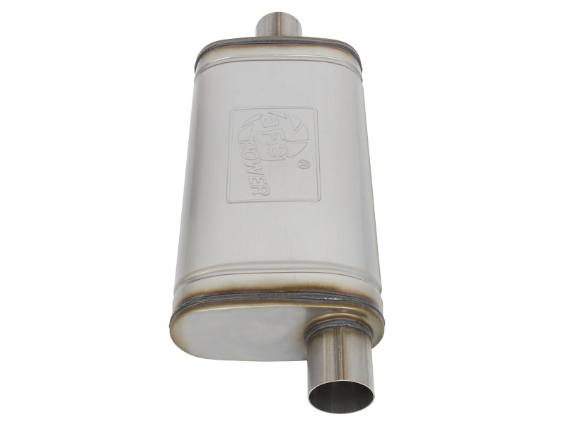 aFe MACHForce XP SS Muffler 2.5in Center Inlet / 2.5in Offset Outlet 18in L x 9in W x4in H Body - Image 3