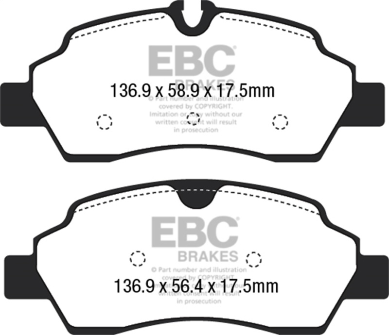 EBC 2015+ Ford Transit 150 SRW Yellowstuff Rear Brake Pads - Image 2