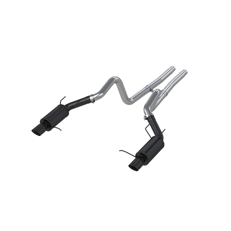 MBRP 11-14 Ford Mustang GT 5.0L 3in Cat Back Dual Split Rear Street Version 4in Tips - Black - Image 2