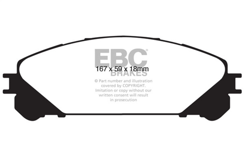 EBC 15+ Lexus NX200t 2.0 Turbo Yellowstuff Front Brake Pads - Image 2