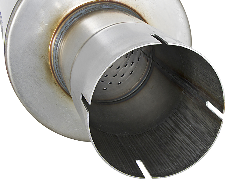 aFe ATLAS Muffler 3-1/2 IN ID Center/Center x 7 IN Dia. X 16 IN L - Round Body - Image 4