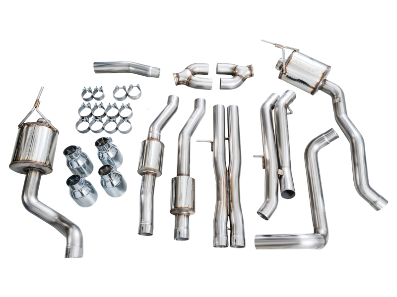 AWE Tuning 2021+ Cadillac Escalade 6.2L ESV 0FG Dual Exit Exhaust System w/ 5in Chrome Silver Tips - Image 18