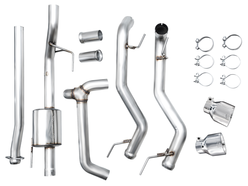 AWE Tuning 2021+ Ford F150 Tremor w/ Bumper Cutouts 0FG Non-Resonated Cat-Back w/ Chrome Silver Tips - Image 13