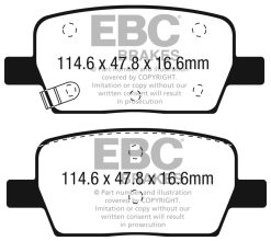 Alternative view of EBC 2016+ Cadillac CT6 2.0L Turbo Yellowstuff Rear Brake Pads