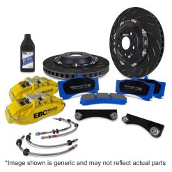 Alternative view of EBC Racing 2019+ BMW M235i (F44) Yellow 6 Piston Apollo Calipers 355mm Rotors Front Big Brake Kit