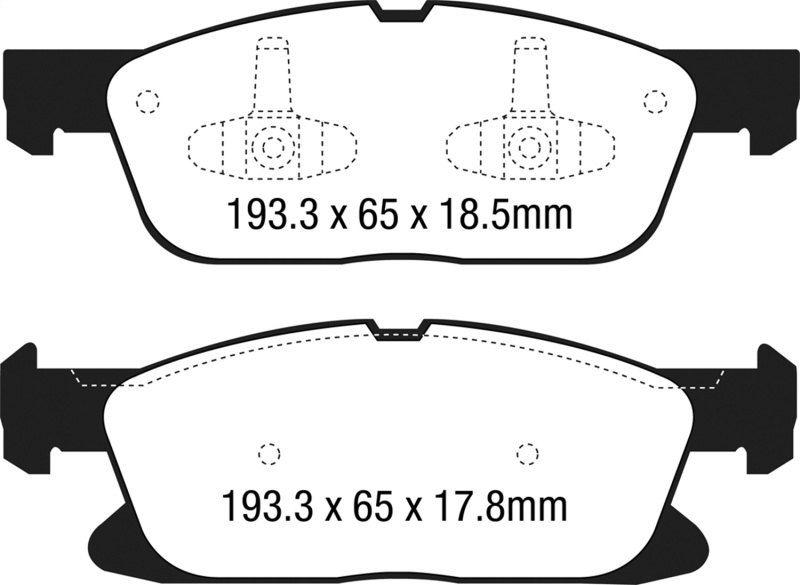 EBC 15+ Ford Edge 2.0 Turbo FWD Yellowstuff Front Brake Pads - Image 2