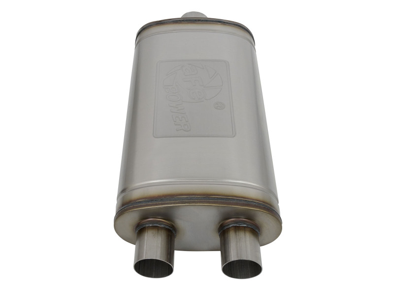 aFe MACHForce XP SS Muffler 3in Center Inlet / 2.5in Dual Outlets 22in L x 11in W x 6in H Body - Image 3