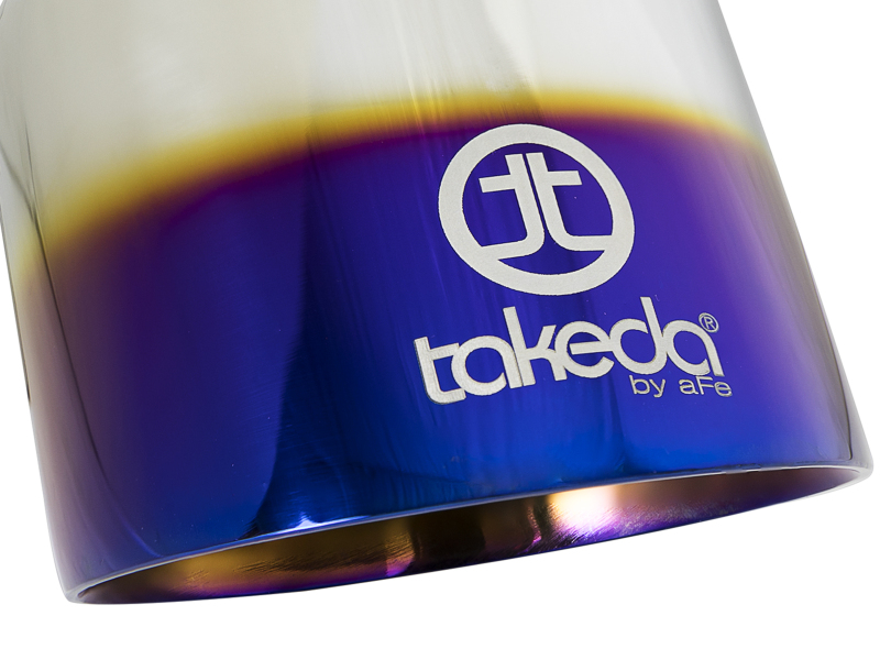aFe Takeda 304 Stainless Steel Clamp-On Exhaust Tip 2.5in. Inlet / 4.5in. Outlet - Blue Flame - Image 5