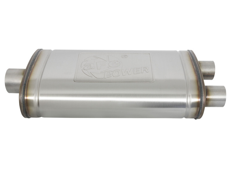 aFe MACHForce XP SS Muffler 3in Center Inlet / 2.5in Dual Outlets 22in L x 11in W x 6in H Body - Image 2