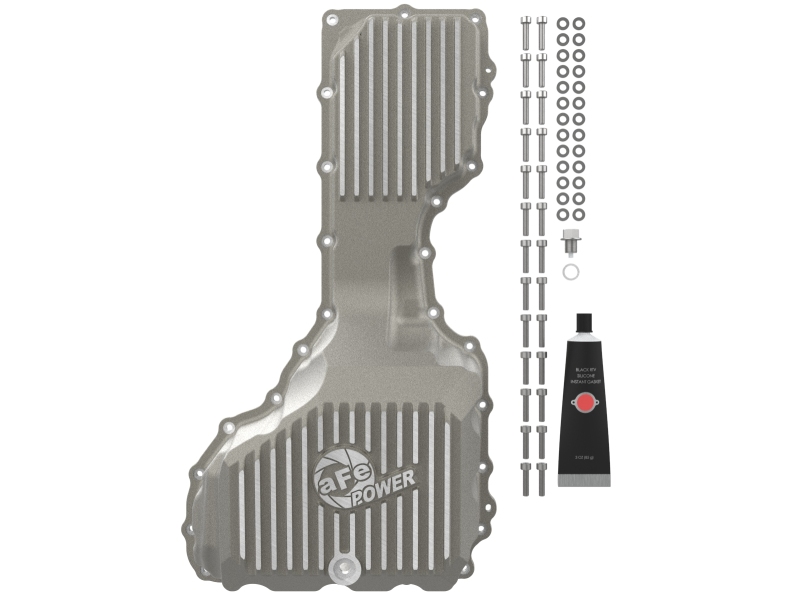 aFe GM Diesel Trucks 20-25 V8-6.6L L5P POWER Street Series Engine Oil Pan Raw w/ Machined Fins - Image 2
