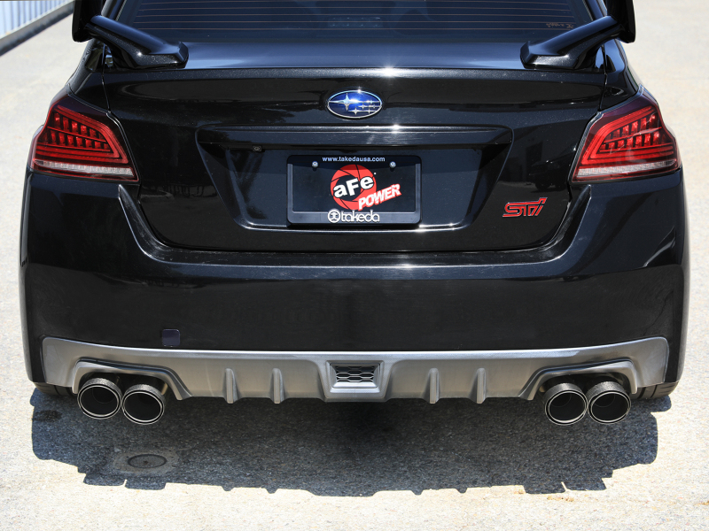aFe Subaru WRX/STi 15-21 H4-2.0/2.5L Takeda 3in to 2-1/2in Stainless Cat-Back Exhaust Crbn Fiber Tip - Image 5