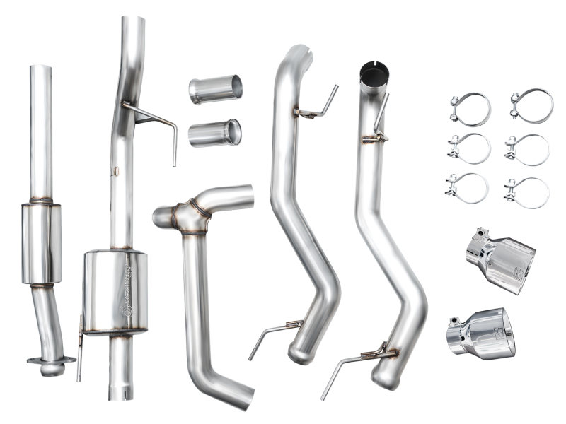 AWE Tuning 2021+ Ford F150 Tremor w/ Bumper Cutouts 0FG Resonated Cat-Back w/ Chrome Silver Tips - Image 16
