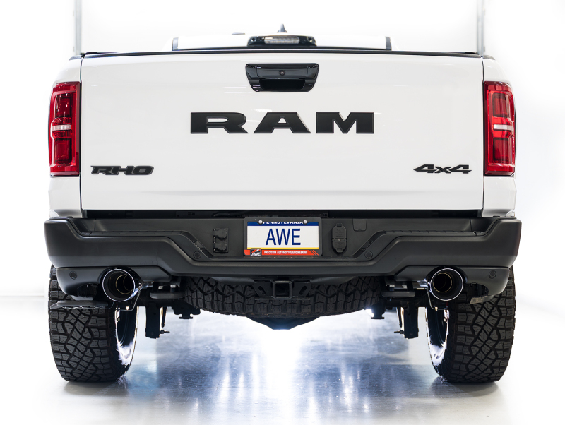 AWE Tuning 2025+ RAM 1500 RHO 3.0 I6 TT 0FG Dual Rear Exit Cat-Back Exhaust - Chrome Silver Tips - Image 4