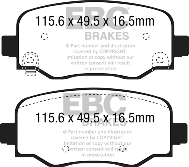 EBC 15+ Fiat 500X 1.4 Turbo Yellowstuff Rear Brake Pads - Image 2