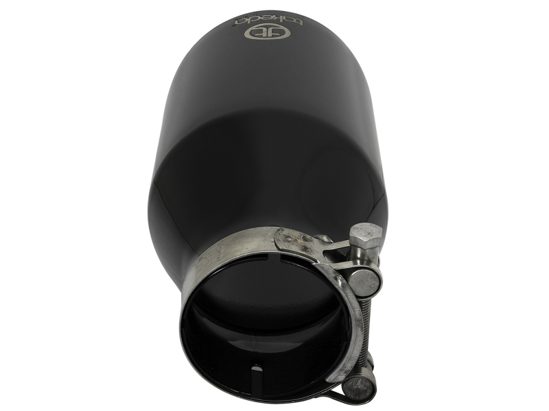 aFe Takeda 409 SS Clamp-On Exhaust Tip 2.5in. Inlet / 4.5in. Outlet / 9in. L - Black - Image 4