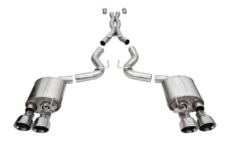 Corsa 20-22 Ford Mustang GT500 3.0in Dual Rear Exit Catback w/ Twin 5.0in Polish Slash Cut Pro Tips