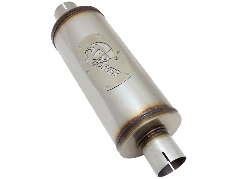 aFe MACH Force-Xp 409 SS Muffler 2-1/2in Center/Center 14in L X 6in Dia - Round Body - Image 2