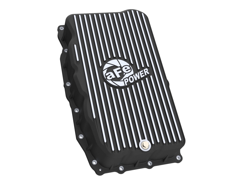 aFe 20-26 GM Trucks L6 3.0L Transmission Pan - Black w/ Machined Fins - Image 2