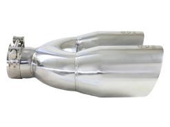 Alternative view of aFe Takeda 2.5in 304 Stainless Steel Clamp-on Tip Passenger Side 2.5in Inlet 4inDual - Polished